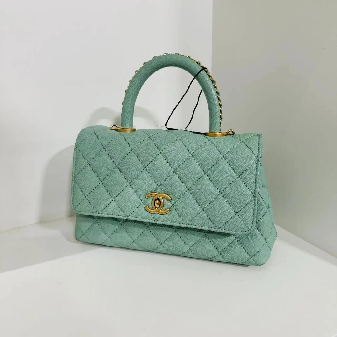 99新 Chanel/香奈儿 HIHI精选/绿金皮穿手柄coco handle手提包