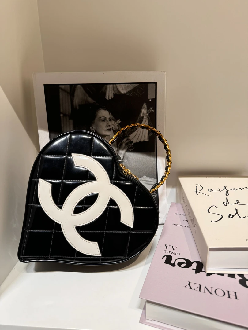 95新 Chanel/香奈儿 HIHI/黑金漆皮挡脸包3开/1029605/一店