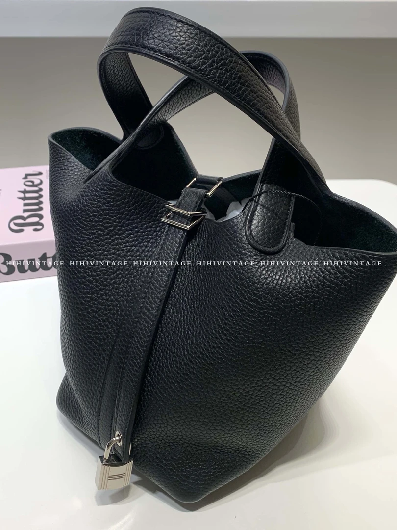 99新 Hermes/爱马仕 HIHI/Hermes爱马仕黑银菜篮子18C刻8365812