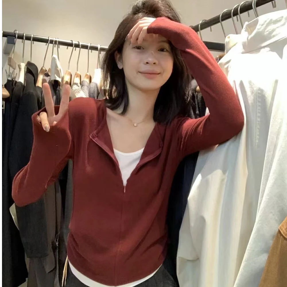 秋季新款假两件撞色拼接长袖打底衫