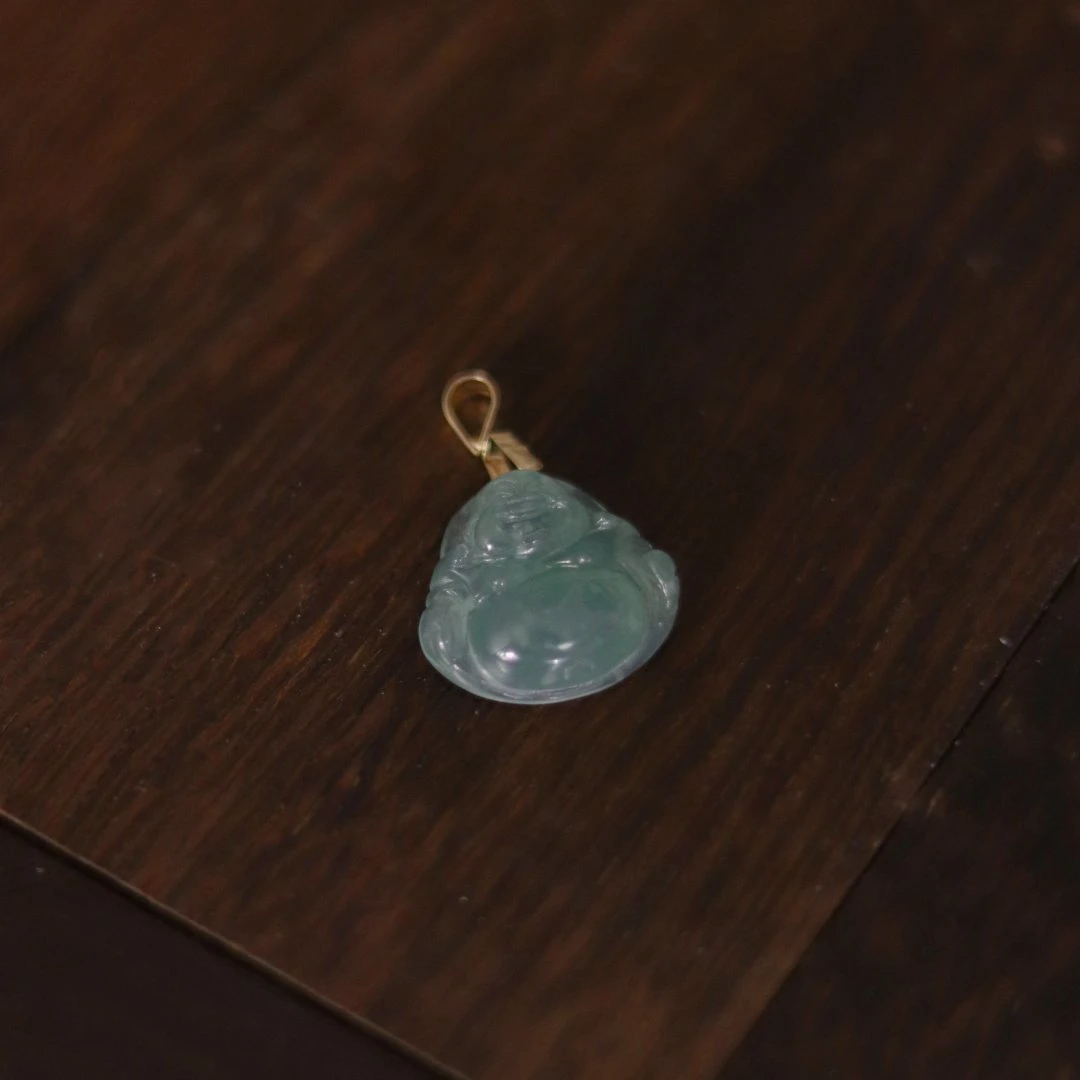 【蓝衫隐】翡翠吊坠18k金扣头多样性发货