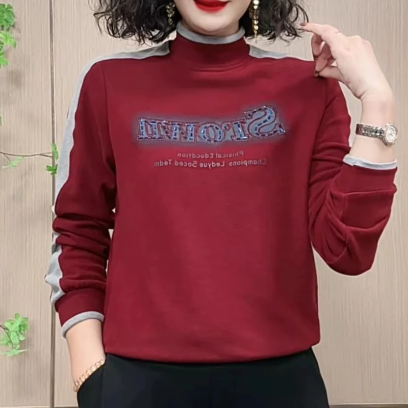 拼色双面奥绒柔软亲肤休闲打底衫半高领保暖软糯