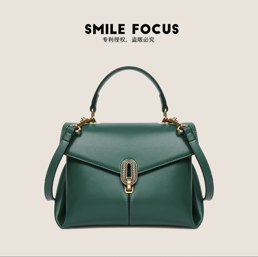 SMILE FOCUS2023冬新季款复古手提包—SF2281孔雀绿