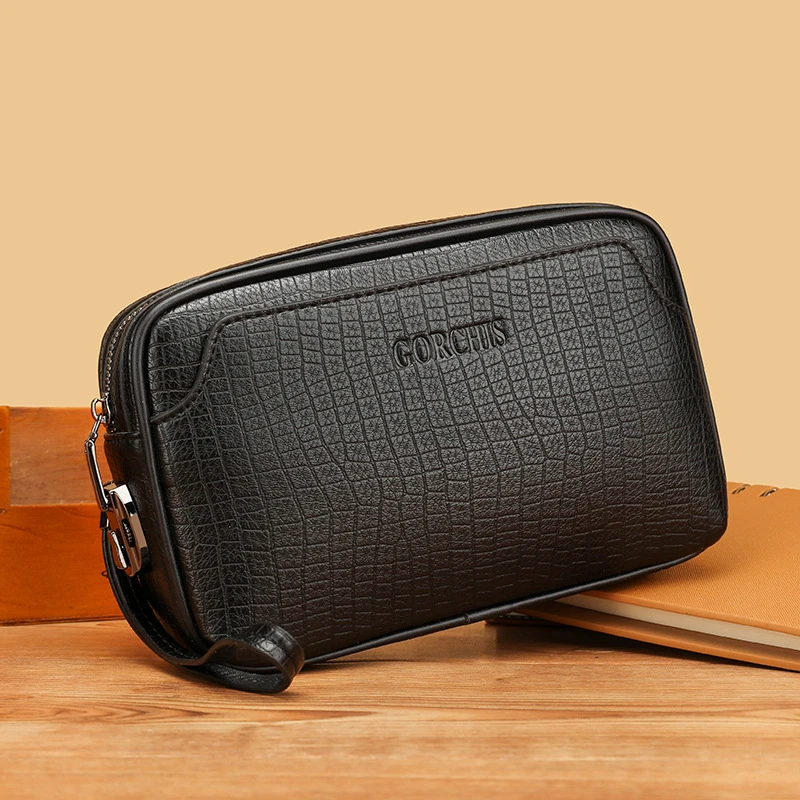 新款男士手拿包密码锁防盗手抓包大容量多功能百搭潮男包软皮纹