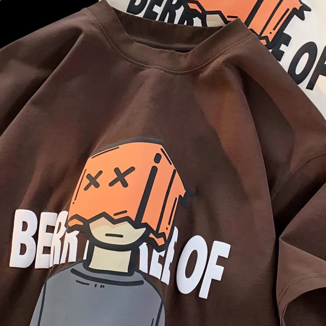 男T恤美式情侣潮牌百搭圆领纯棉t恤男女宽松潮流休闲穿搭半袖高街