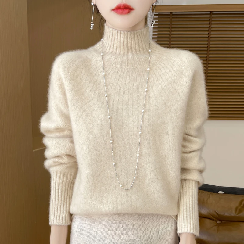 高领羊毛衫女100纯羊毛加厚毛衣2024新款冬季套头内搭打底羊毛衫
