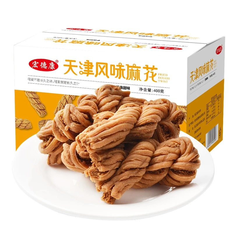 宏德康天津风味麻花400g/箱10枚特产大麻花传统糕点休闲零食整箱
