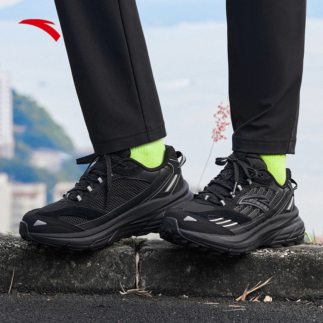 安踏AT957复古跑步鞋男女春季新款革网拼接潮流老爹鞋休闲运动鞋