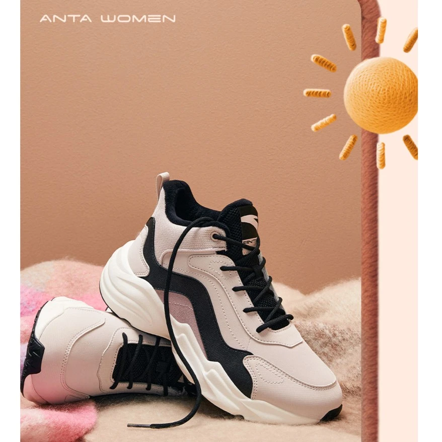 安踏加厚老爹鞋男女2023冬季新款大棉鞋加绒保暖厚底百搭运动鞋cz