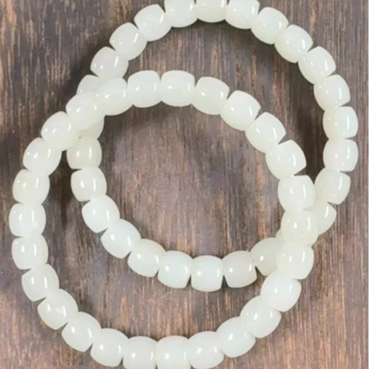 【嘉玉隆珠宝】天然和田玉白玉手串7*8mm直切多样性发货仅一条