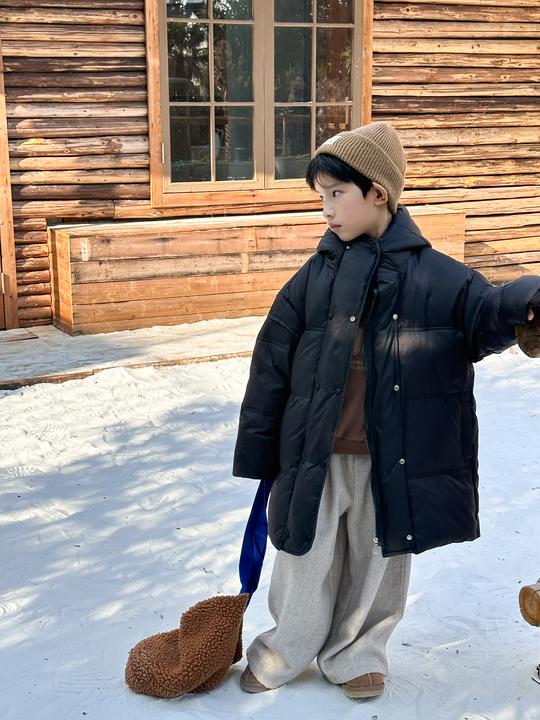 女童中长款羽绒服2024新款洋气男童假两件加厚小被子外套羽绒服冬