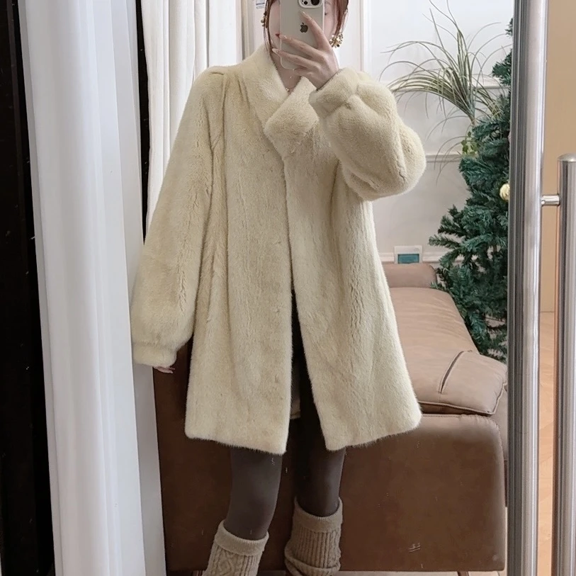 【貂小姐】天鹅绒级水貂毛皮草外套整貂皮大衣女