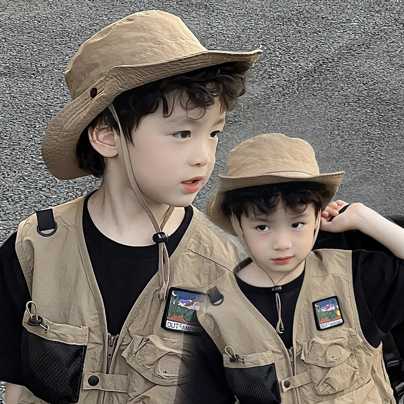 儿童西部牛仔帽子渔夫夏季男孩防晒遮阳登山新疆草原旅行穿搭旅游