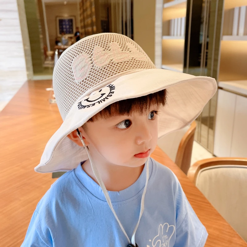 儿童遮阳帽宝宝夏季大帽檐网帽透气男童帽子防晒帽女太阳帽渔夫帽