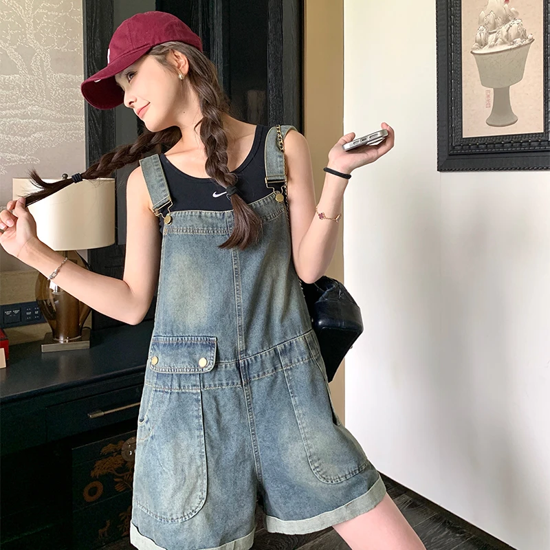 连体衣裤主推爆款 2024夏季牛仔背带裤C022-9097-