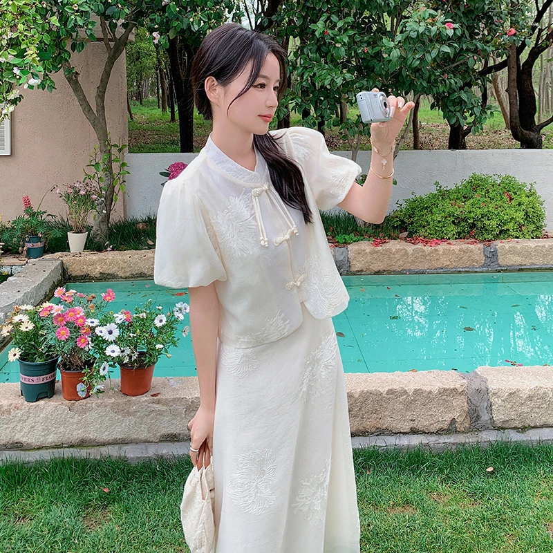 新品首发现货2024女装新中式提花连衣裙两件套266-P12