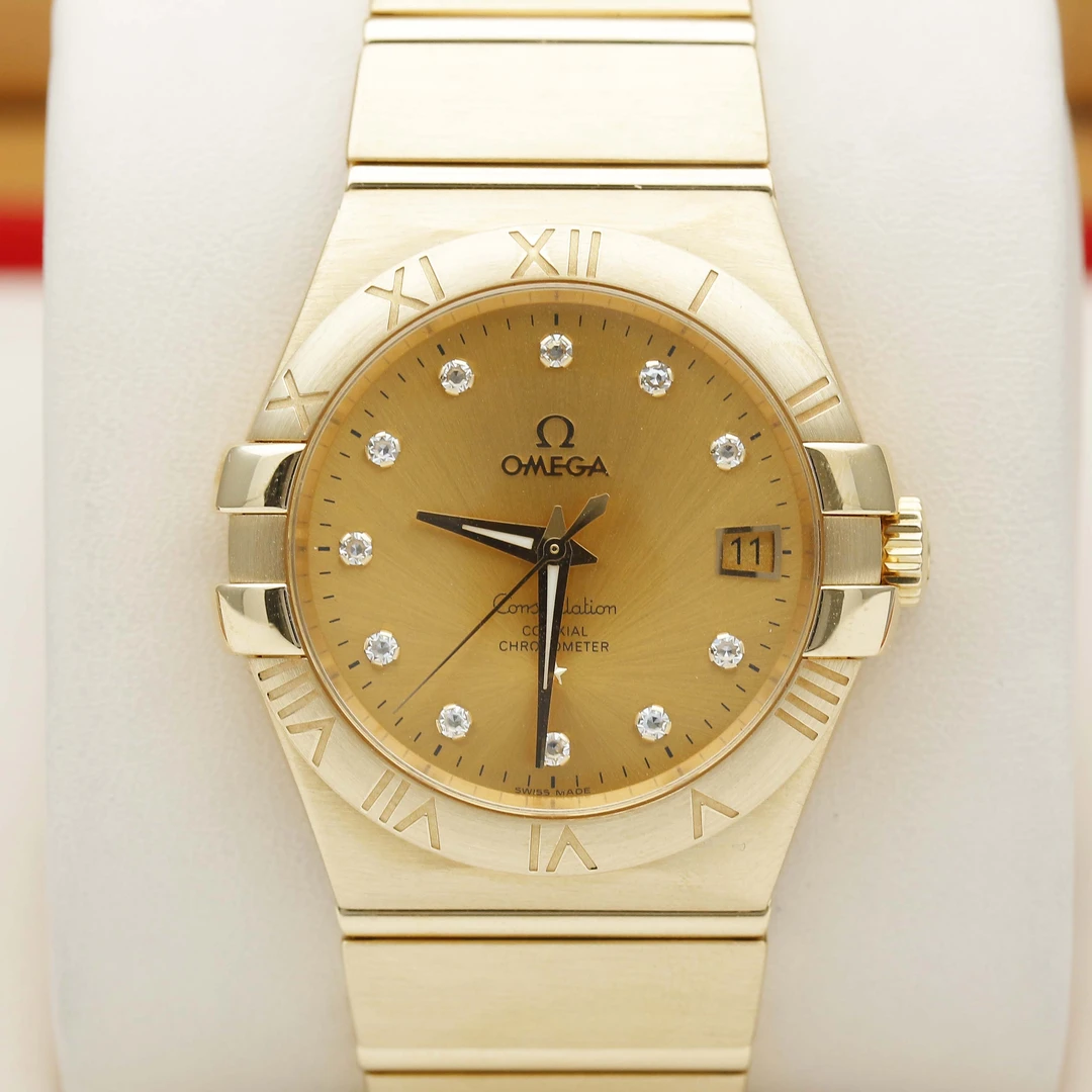 99新 Omega/欧米茄 星座系列/18k黄金/原镶钻/35mm/自动机械男表