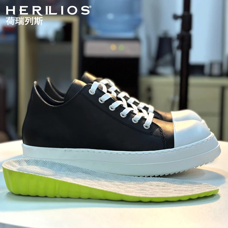 herilios/荷瑞列斯男士增高真皮休闲鞋RO潮流时尚单鞋厚底板鞋