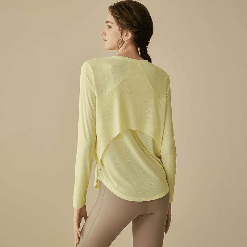运动T恤女瑜伽服跑步宽松修身速干训练长袖薄款罩衫健身服上衣秋