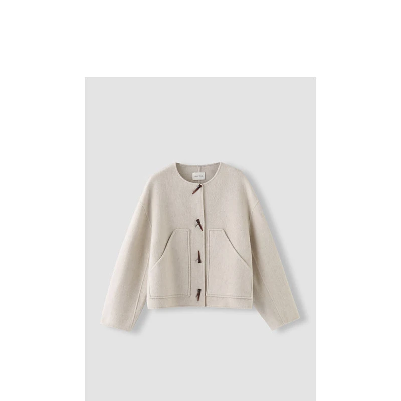 极简牛角扣轻奢短款保暖好看洋毛大衣多色NWZA018X