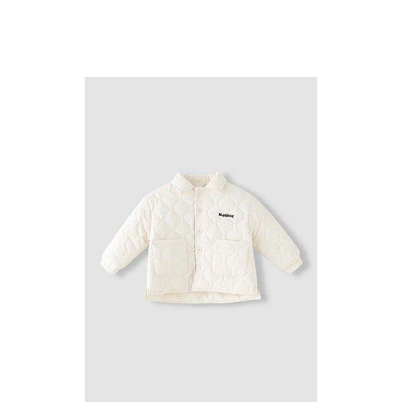 小静专享 菱格纹保暖秋冬时尚简约儿童棉衣杏色  NWZY095X