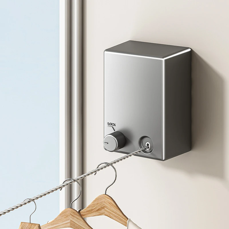 伸缩晾衣绳免打孔晒晾衣服神器室内外卫生间阳台隐形不锈钢丝绳子