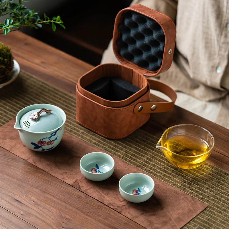 皮革快客杯旅行便携茶具主人杯手提户外轻奢装束各种器物收纳包