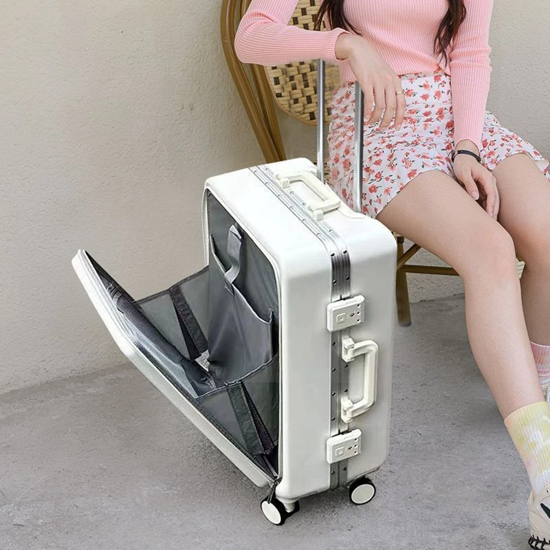 侧开行李箱前开盖笔记本电脑男商务拉杆箱女登机箱旅行密码箱