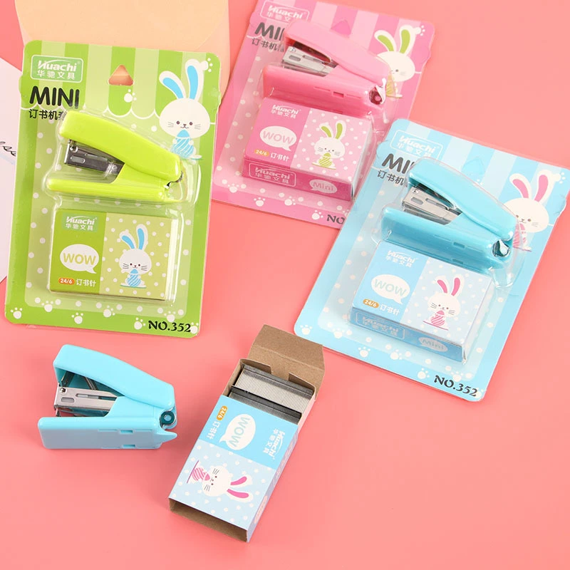 办公文具小型迷你可爱订书机套装学生订书器钉书机小学生黄色