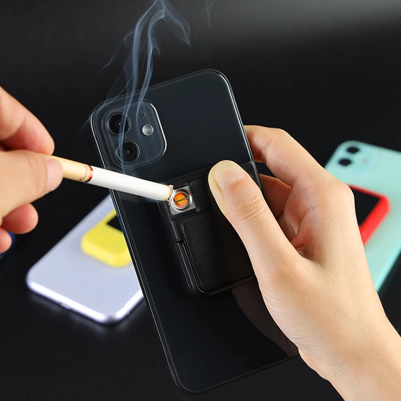手机壳打火机手机支架充电电子打火机户外防风USB打火机点烟器
