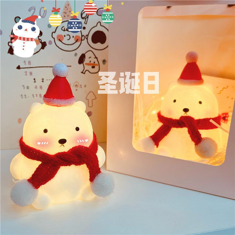 网红创意led圣诞雪人小夜灯圣诞节装饰品摆件发光玩具小礼物