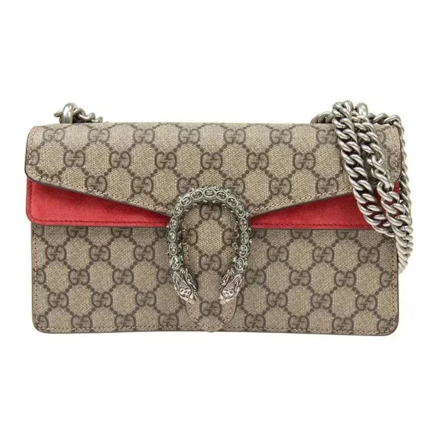 95新 GUCCI/古驰 酒神款中号老花链条包斜挎包28cm/A157