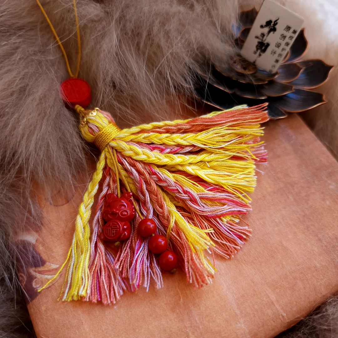 天然辰砂《龙●舟齐》新中式国潮风编绳挂件手机挂包挂钥匙挂车挂