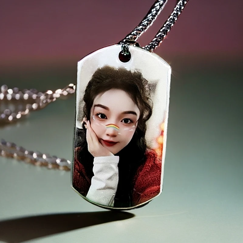 吊坠足银 情人生日礼物正品999纯银情侣照片项链个性创意刻字