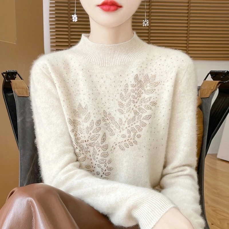 【一线成衣】纯羊毛打底衫半高领保暖高档毛衣时尚秋冬女士羊毛衫