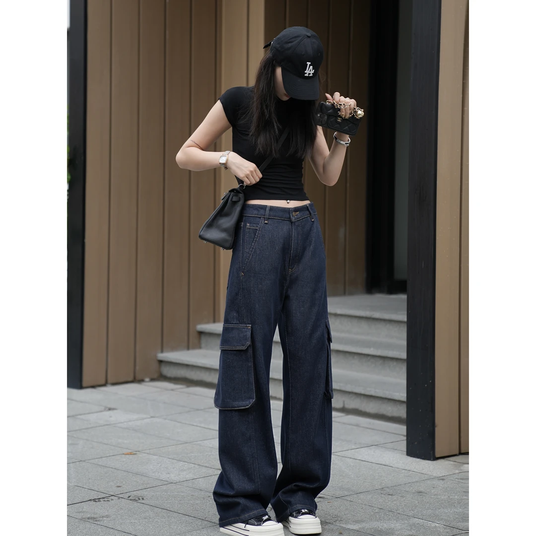 Choumei Home【就是它】设计师款牛仔工装裤 高腰宽松阔腿拖地裤