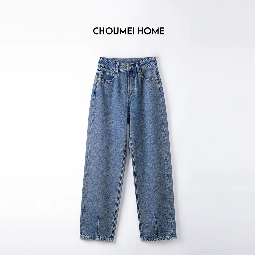Choumei Home蓝色牛仔裤女 经典时尚复古港风百搭香蕉裤