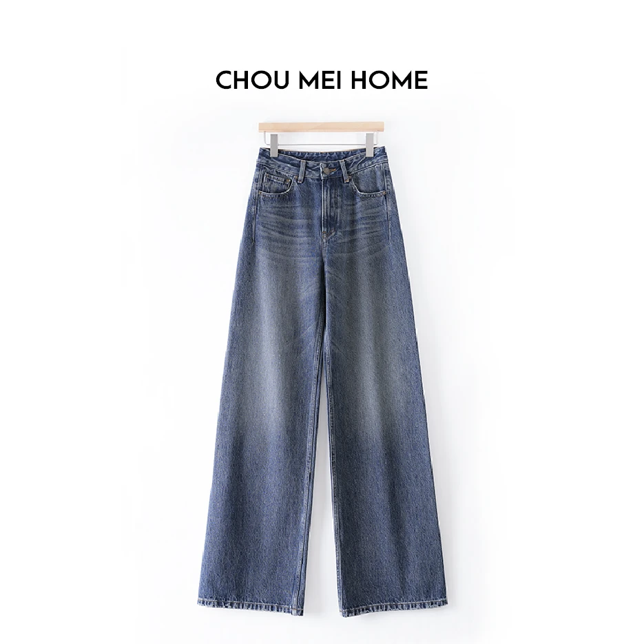 Choumei Home新品 一片式裤腿 设计感猫须阔腿裤 高腰拖地裤