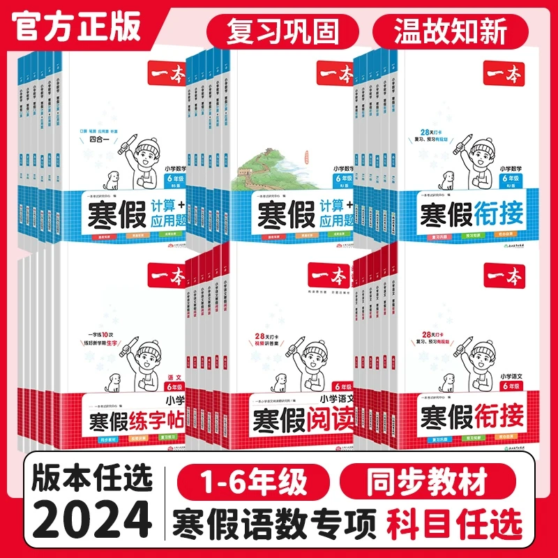 一本寒假衔接作业本2024新版一二三四五六年级寒假阅读口算练习题