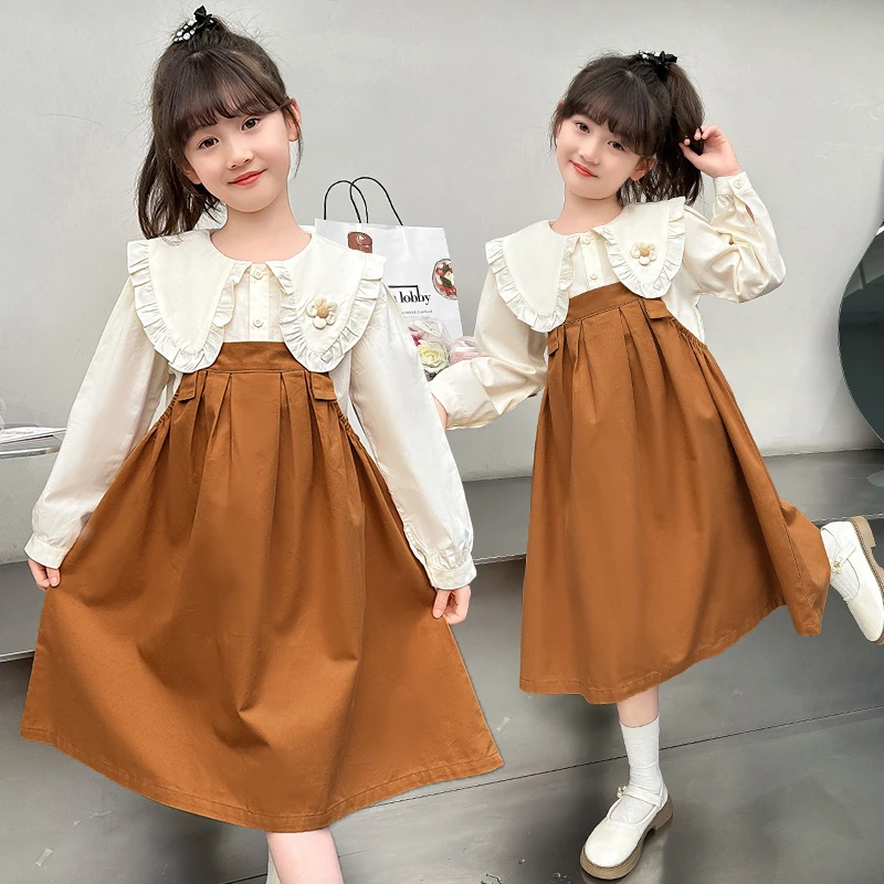 女童两件套套装秋装新款洋气长袖中大童小女孩春秋时尚连衣裙套裙