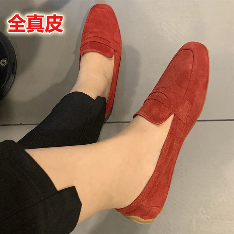 春秋新款时尚百搭豆豆鞋女软底单鞋百搭一脚蹬平底鞋透气秋季瓢鞋