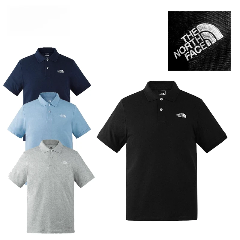 THE NORTH FACE/北面 刺绣logo男女同款黑正肩简约百搭短袖Polo衫