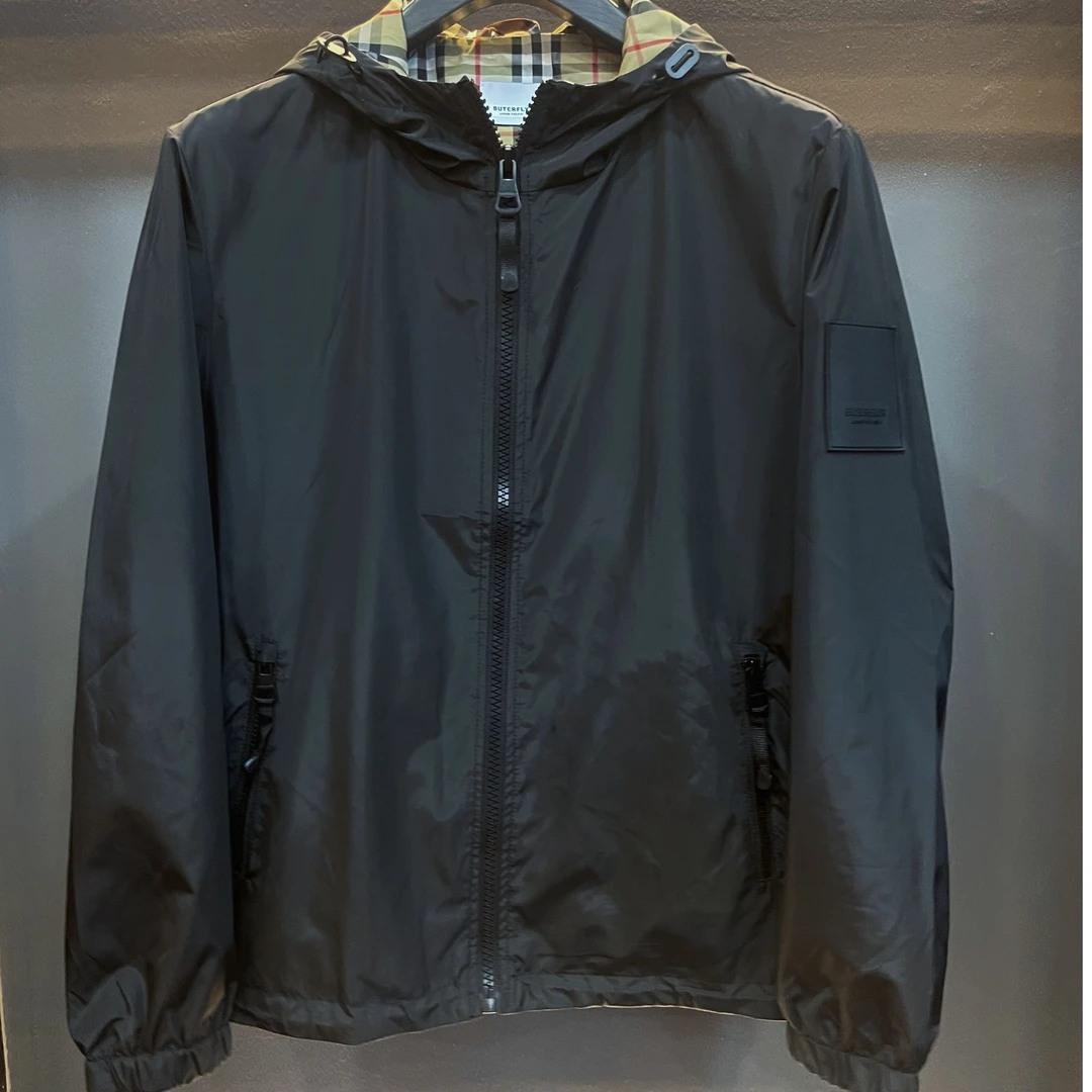 2024早秋升级新款休闲百搭连帽黑色夹克外套