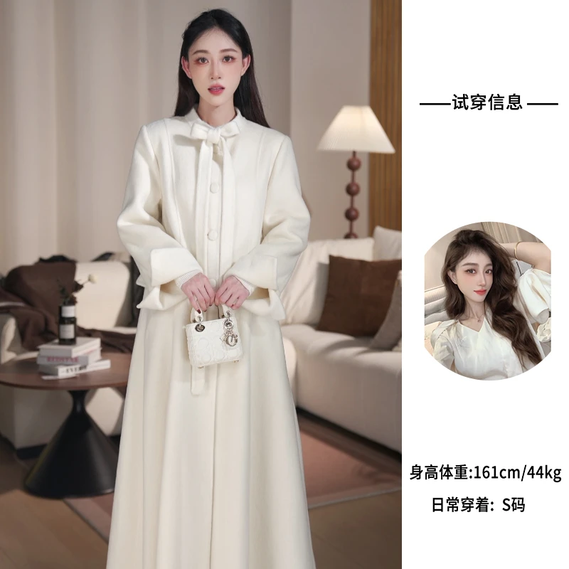 【现货】《南洋千金》双面呢重工立剪蝴蝶结双面呢大衣