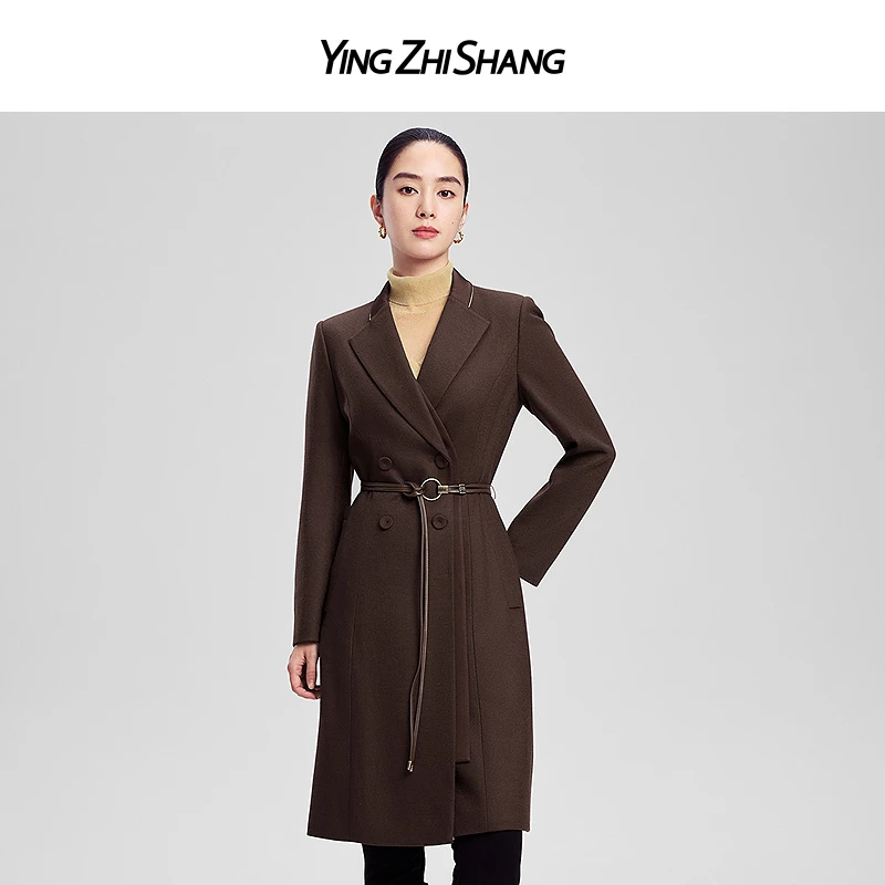 【陈数同款系列】赢智尚绵羊毛秋新坚果壳棕显瘦长款大衣ZL00331