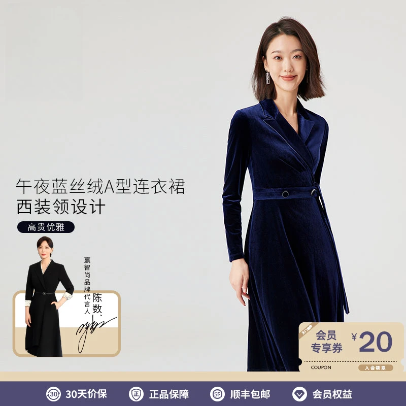 赢智尚爆款高端丝绒连衣裙轻奢职场外出高贵微胖女孩ZF01278