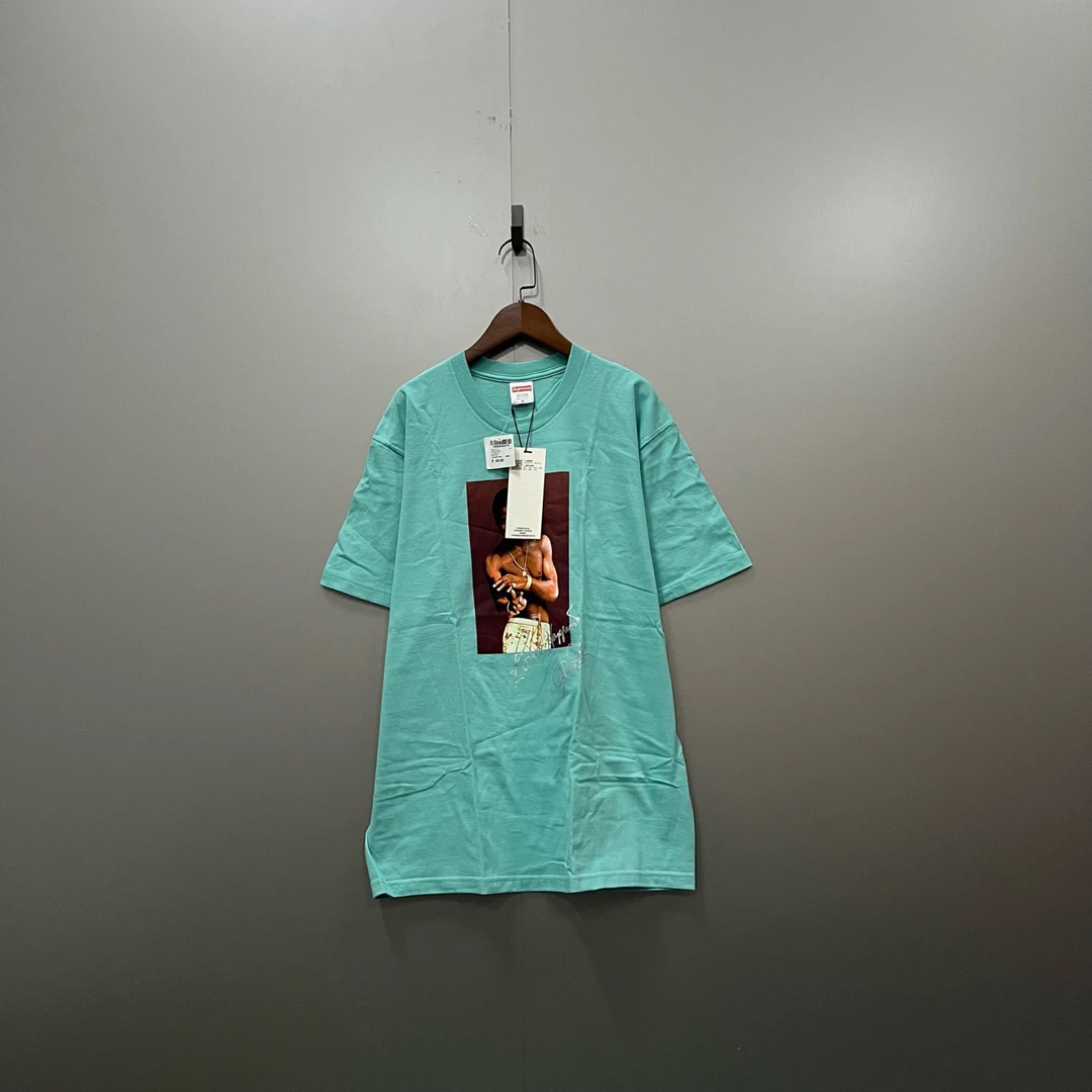Supreme 湖水绿人物海报印花短袖 M码/98新/公价2000/