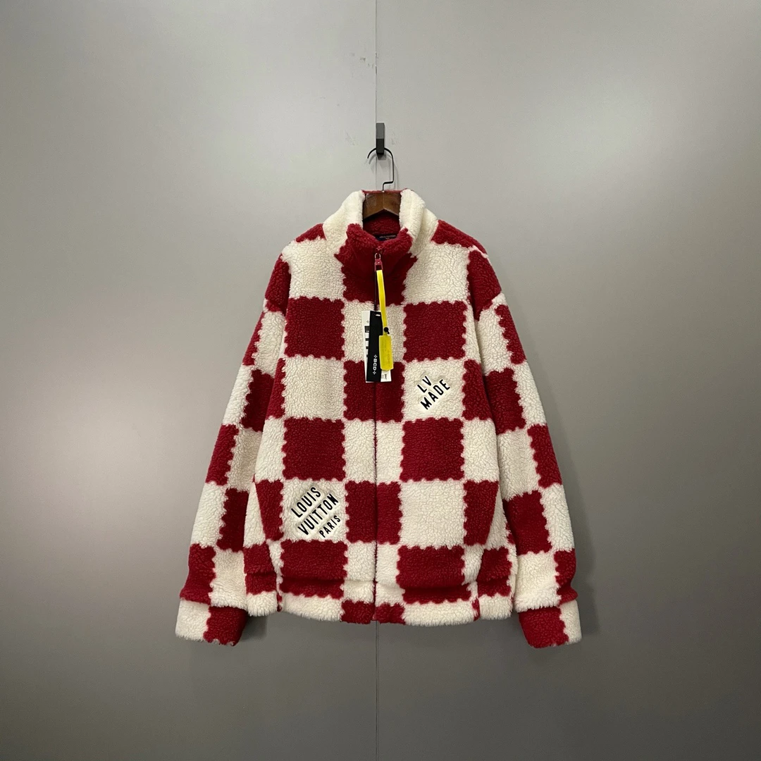 Louis Vuitton lv 白红格纹泰迪夹克 L码/98新/公价13900/防尘袋