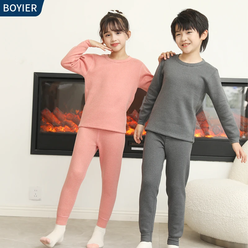 儿童秋冬加绒保暖内衣套装男童秋冬加厚保暖套女童内穿儿童保暖裤