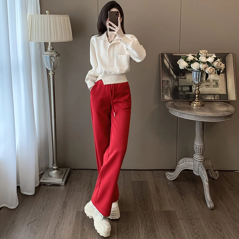 欧货高端休闲运动套装女2025秋新款长袖卫衣高腰阔腿裤显瘦两件套